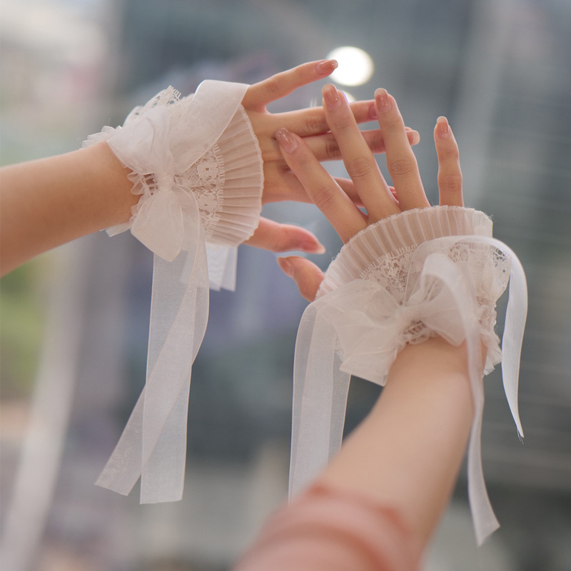 Lolita Ribbon Hand Sleeve Snow Gauze Bow Lace Lace Sleeve Portrait LO Niang Dance Arm Cover Wrist Cover