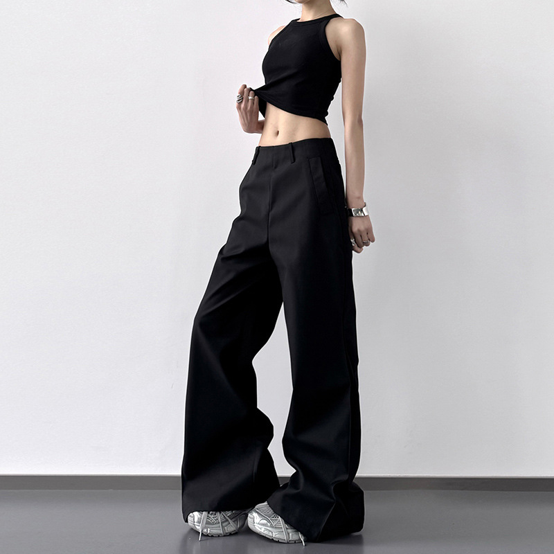 Big Bell Pants Women's Trousers 2025 New Spring High Sense Black Low Waist Slimming Casual Suit Pants