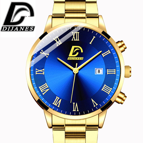 Fashion men's stainless steel watch men's casual business calendar watch DIJANES quartz watch wholesale