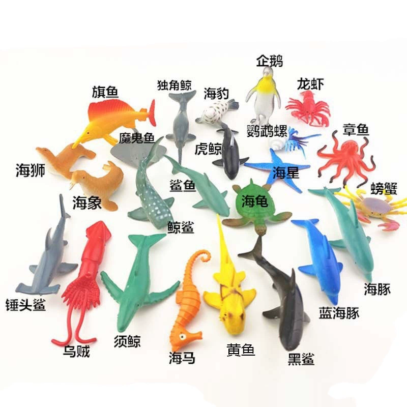 Моделирование 24 морских животных модель игрушки Пластиковые Пингвин Дельфин раки КИТ Акула аквариум украшение ландшафта