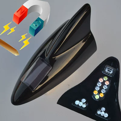 Shark Fin Solar Flash Light vehicle antenna - new-version-black-18-lights-magnetic-remote-control