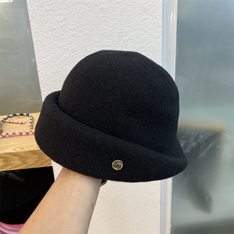 秋冬赫本风澳洲羊毛复古前翘礼帽女生高温定型时尚保暖公主盆帽子|undefined