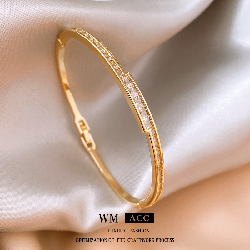 Real oro galvanizado ZIRCON costura hebilla pulsera moda viajero versátil diseño pulsera nueva pulsera al por mayor