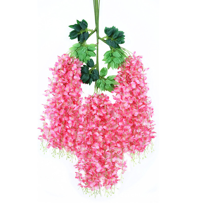 Flor de Wisteria artificial Flor de frijol rama Flor de frijol colgante boda falsa Flor de Wisteria decoración al por mayor Rama de Wisteria artificial