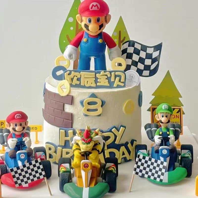 Super Mario Cake Decoration Ornaments Racing Flag Children's Boy Birthday Party Dessert Dress up Accessories Super Mario Cake Decoration Ornaments Racing Flag Children's Boy Birthday Party Dessert Dress up Accessories