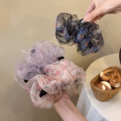 欧根纱碎花抓夹女2025新款发夹温柔复古后脑勺气质鲨鱼夹发卡头饰