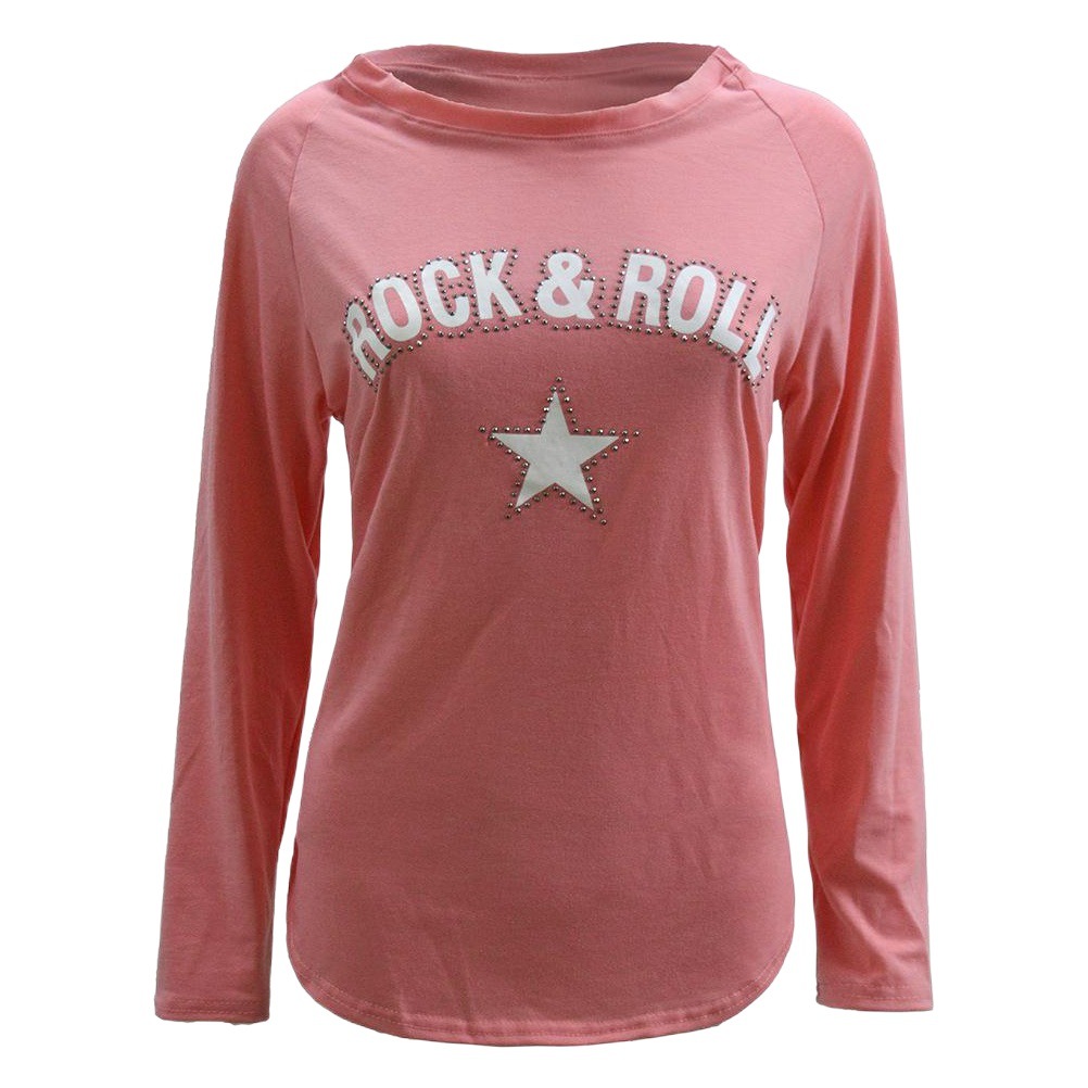 Sudadera de Manga Larga con Diamantes de Imitación para Mujer de Mezcla de Algodón para Otoño e Invierno image 1