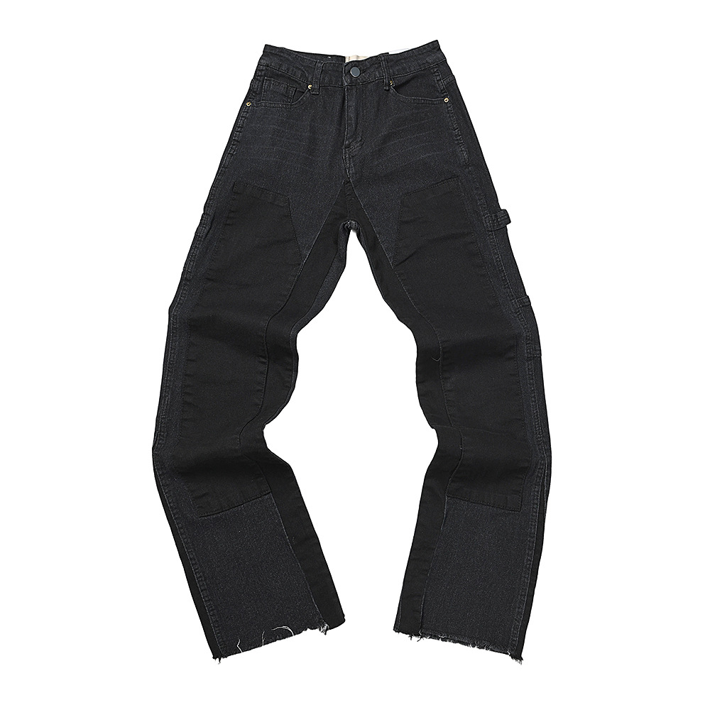Foreign Trade Wholesale American Trendy Hip-hop High Street Patchwork Denim New Workwear Jeans Trousers_mkmklike.com