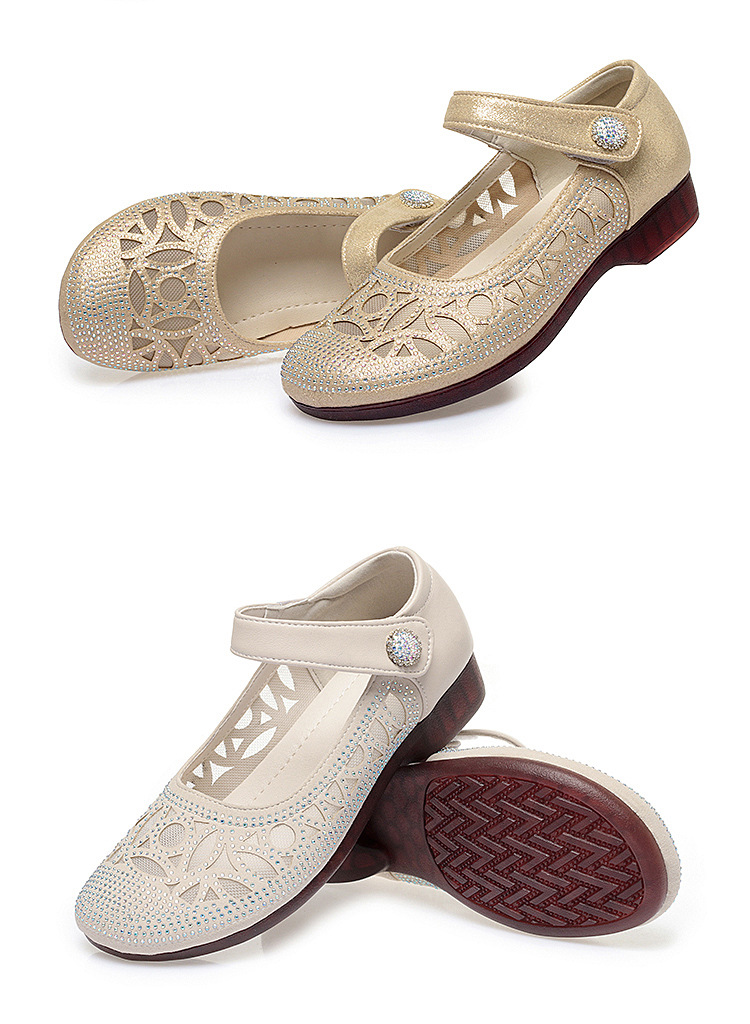 Sandal nữ đế bệt da thật mặt lưới thoáng mát — Màu be chi tiết 17