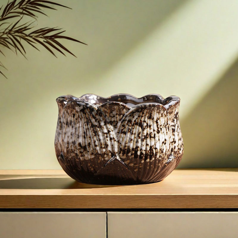 Qunseng maceta de flores de cerámica doméstica maceta de cerámica gruesa de gran calibre maceta de cerámica verde bandeja de flores al por mayor de precios especiales