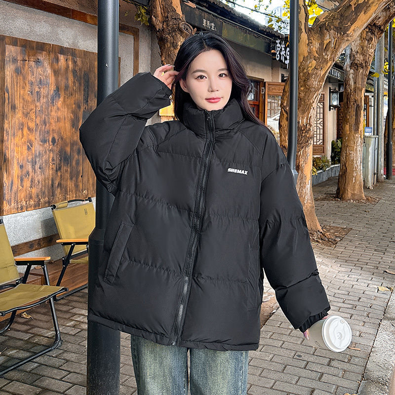 2024 otoño y invierno nuevo color sólido con algodón grueso chaqueta de ropa de algodón con solapa deportiva tendencia de moda de la chaqueta de algodón perezosa image 7