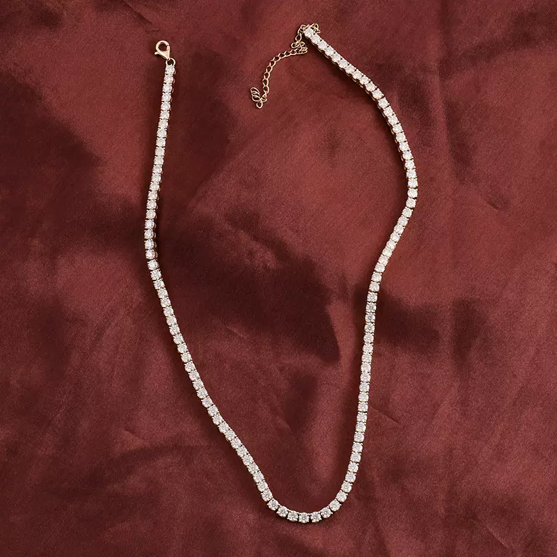 百搭项链时尚925银K金小众莫桑石项链满圈钻八箭配石莫桑源头工厂