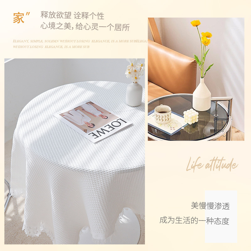 Mesa de café nórdica estera mantel INS estilo blanco mesa de noche cubierta de tela mesa rectangular Mesa Redonda mantel cubierta de polvo de tela estera