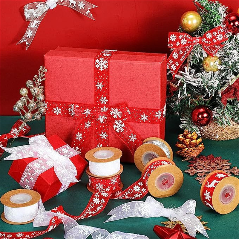 Festival de Navidad Decoración de la cinta Decoración del árbol de Navidad Pastel de flores Cinta de Navidad Spot Rollo pequeño