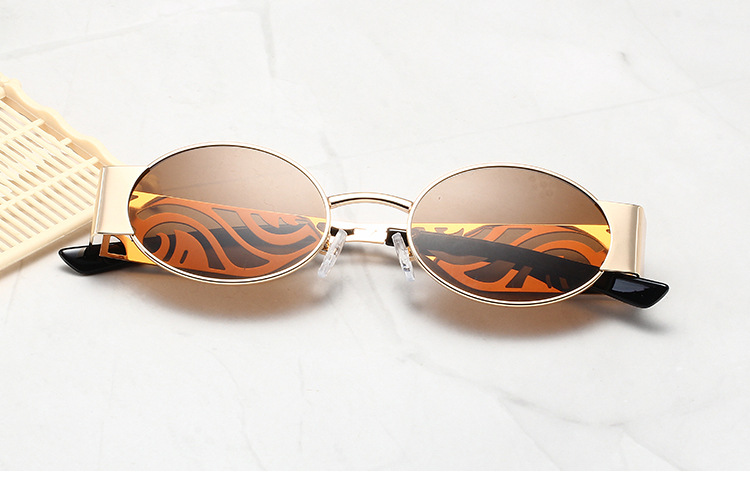 Neue Retro-Mode Punk runden Rahmen Sonnenbrille Metall hohlen Gläsern Beine Sonnenbrille grenzüberschreitende Brille Männer und Frauen trendy cool_voghion.com