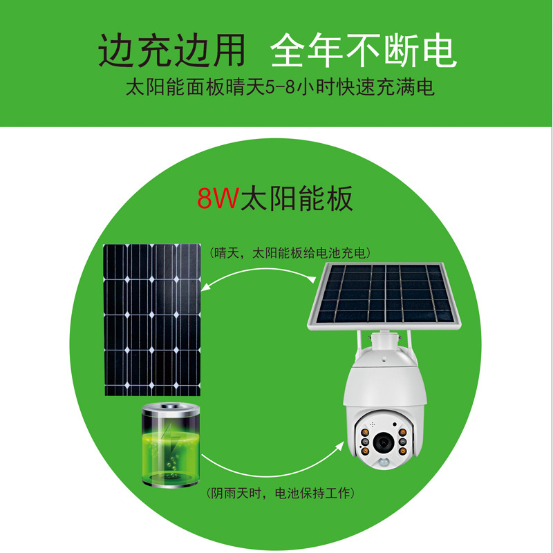 4G无线监控360度全景太阳能摄像头户外高清夜视远程免插电球机