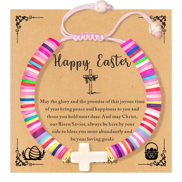 Amazon's New Colorful Soft Clay Bracelet, Simple and Unique Handmade Adjustable Turquoise Cross Bracelet