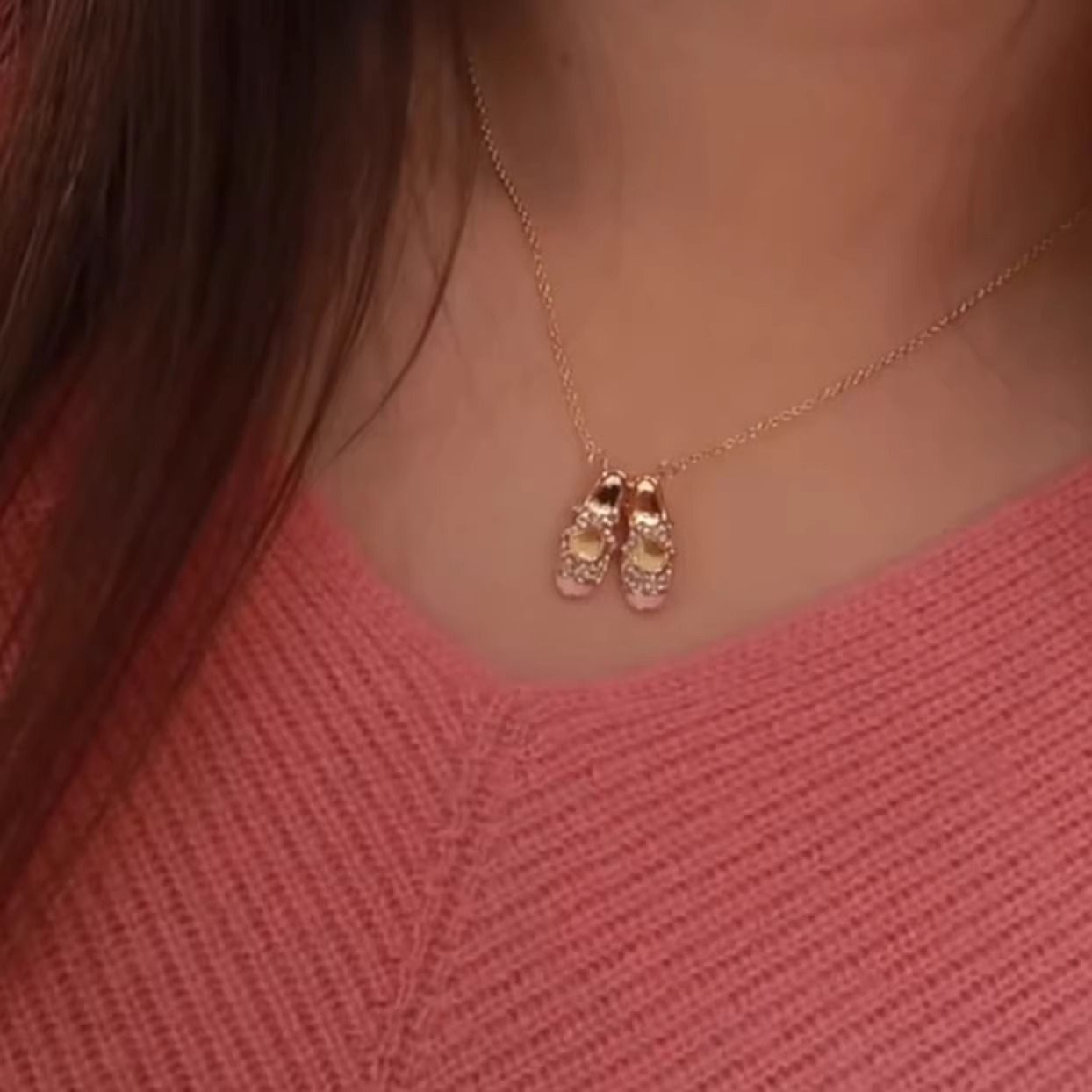 Collier de chaussons de ballet coréens, design de niche, allure haut de gamme, collection automne-printemps-été, mode quotidienne polyvalente_voghion.com