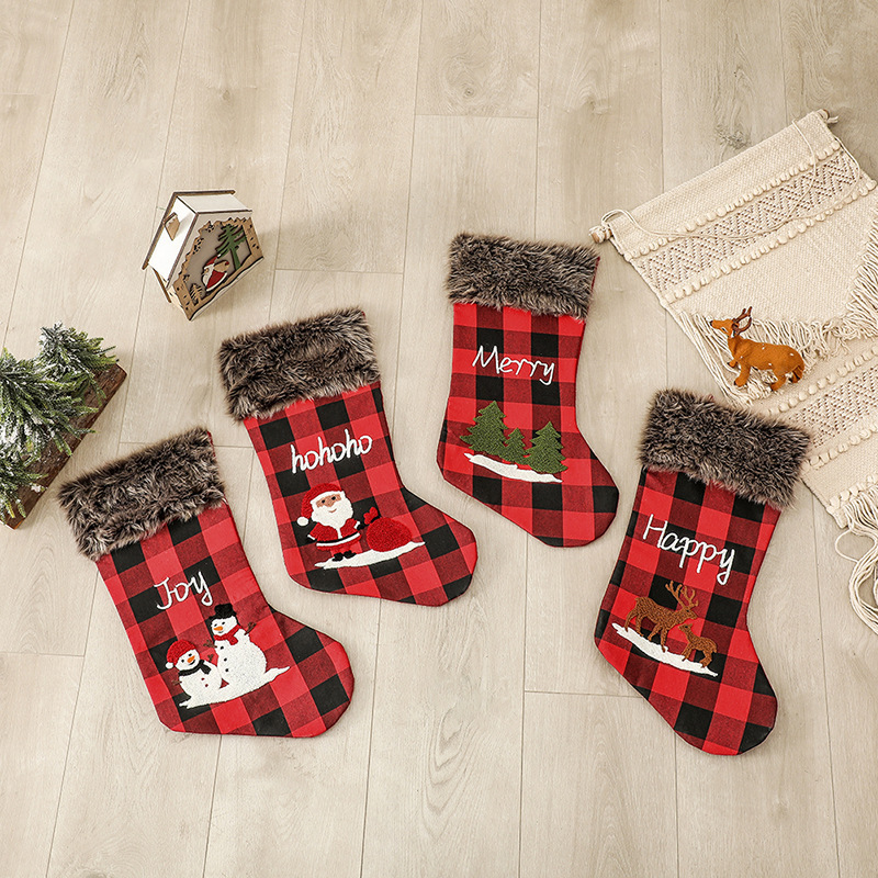 LF圣诞节装饰用品圣诞袜子礼物袋圣诞树挂饰糖果袋圣诞老人挂件