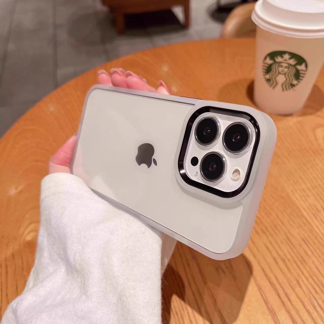 Blanco transparente-transparente-lente de metal-escudo dorado-agujero grande