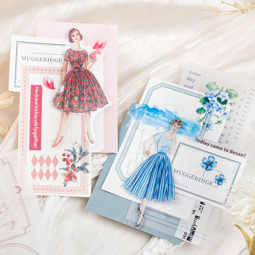 Sticker for a Wonderful Day, Sweet Girl Series, Japanese Style Handmade Album DIY Material Decorative Sticker, 6 Pieces, 8 Designs