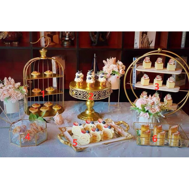 Tabla de postre de hierro forjado blanco decoración de exhibición de bandeja de pastel de estilo europeo de la tarde té de refrigeración de mesa de comida fría image 23