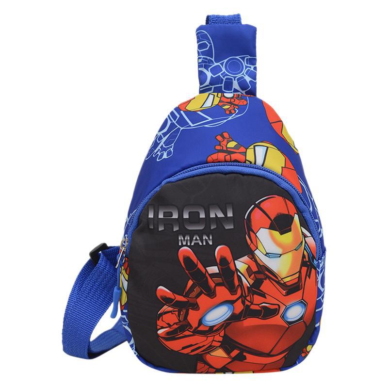 Personaje de dibujos animados superhéroe impreso material de nylon bolsa de pecho ligera bolsa de jardín de infantes de gran capacidad para niños