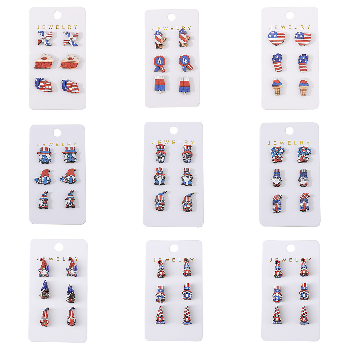 1 Set Casual National Flag Doll Wood Ear Studs display picture 11