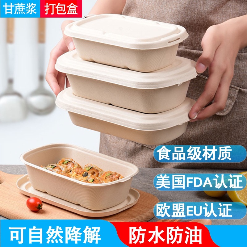 Ensalada de comida ligera, caja de embalaje de mochi, lonchera desechable, comida para llevar degradable 700 850, caja bento de 1000 puntos