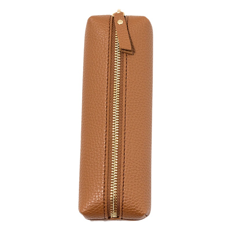 Simple de cuero caja de lápiz de la Oficina de Negocios de la pluma bolsa de almacenamiento pluma firma Portátil a prueba de fugas cremallera bolsa de papelería