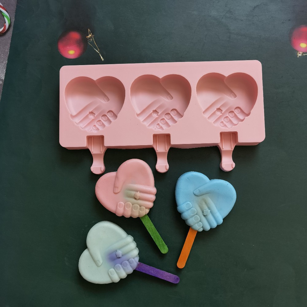 3 mano de mano helado 87 molde de silicona pastel helado pudín molde de postre jabón utensilios de cocción