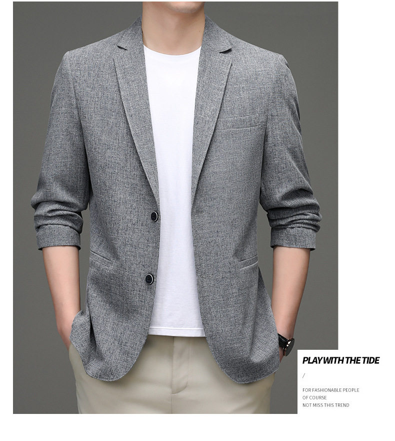 Áo vest nam vải lanh pha cotton mỏng nhẹ dáng ôm xẻ tà sau — Màu xám nhạt, Xanh xám nhạt chi tiết 12