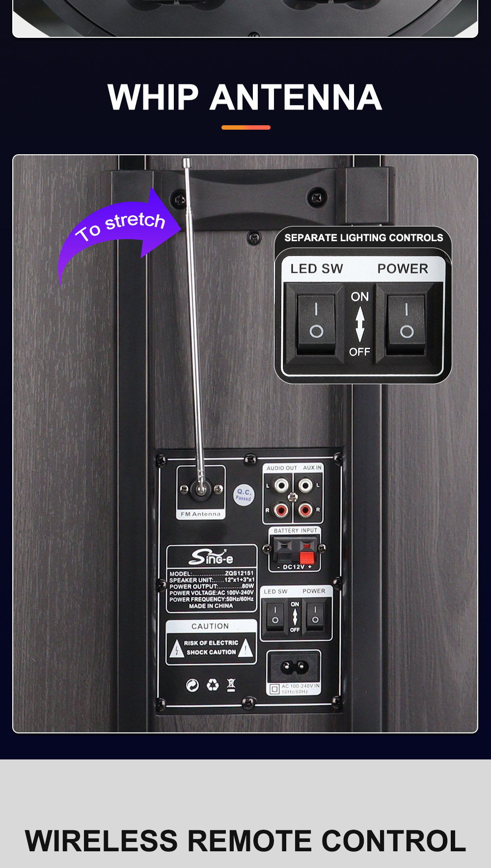 ZQS12151 Professional Stage Big Sound High Power Cart Big Sound Square Dance Bluetooth Speaker_voghion.com