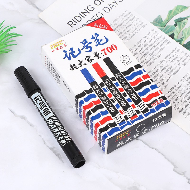 Marcador negro aceitoso 700, punta gruesa, impermeable, para logística - Mayorista