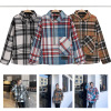 welldone Autumn and winter Half Zip wool lattice shirt we11done track stripe Woolen coat