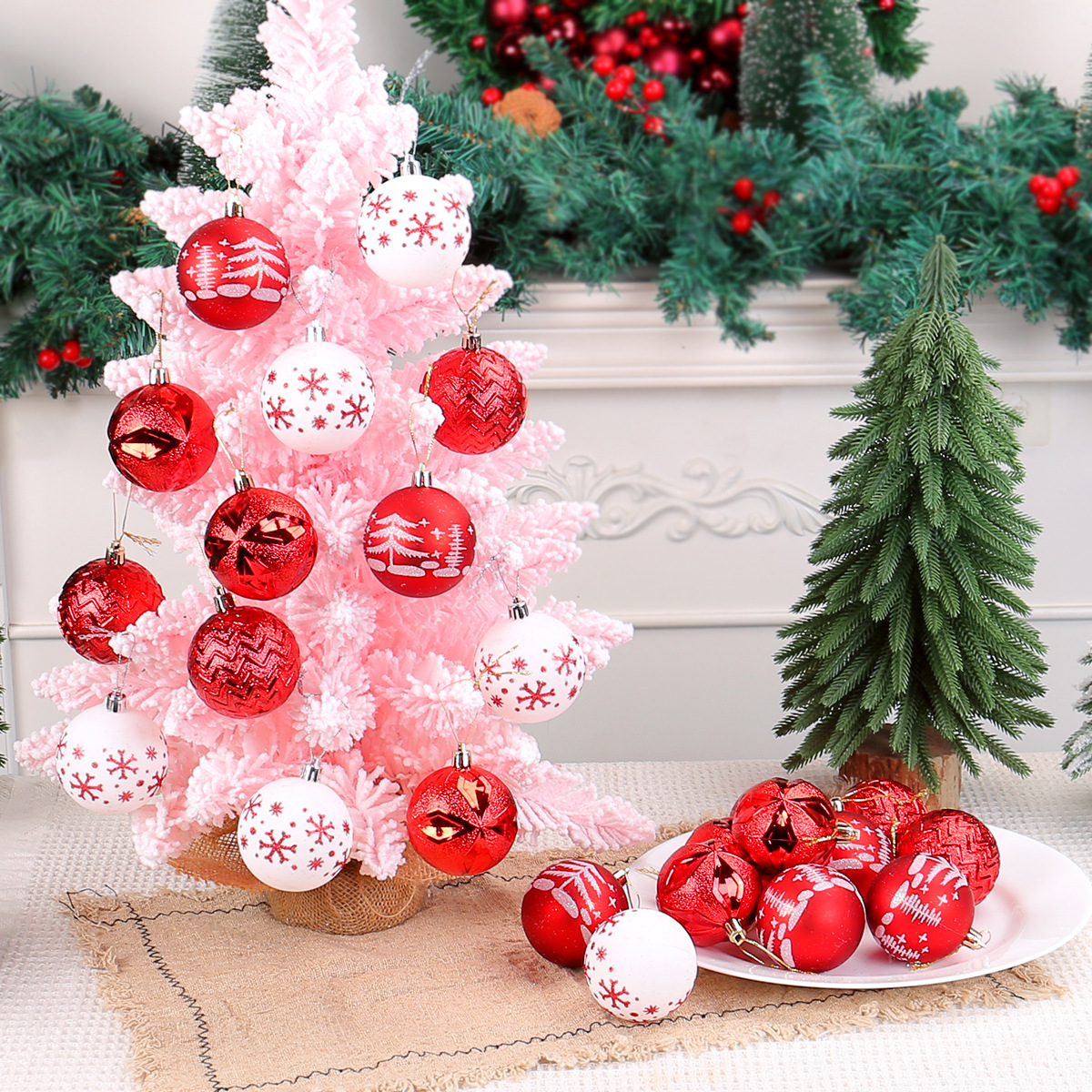 Navidad transfronteriza pintada bola de Navidad decoración bola de plástico galvanizado de forma especial set de árbol de Navidad colgante bola de barril
