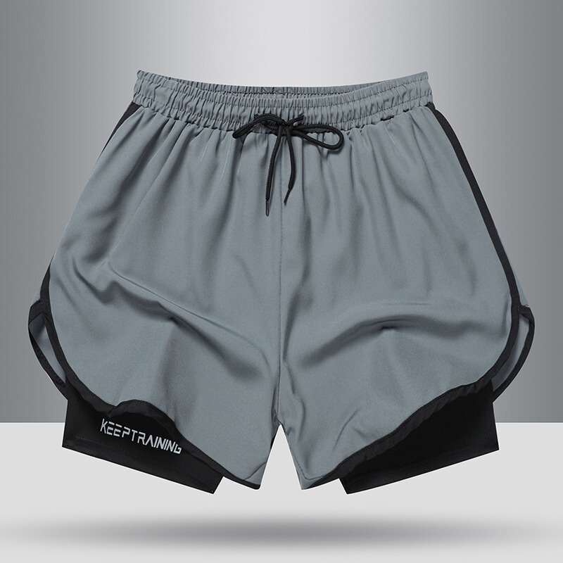 Cross-Border Summer Swimming Fitness Shorts Quick-Drying Three-Quarter Pants Men's Fluorescent Green Four-Quarter Pants with Lined Physical Training Pants