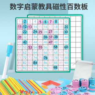 蒙氏磁性百数板1-100数字教具幼儿园一百排序数感训练加减法玩具-阿里巴巴