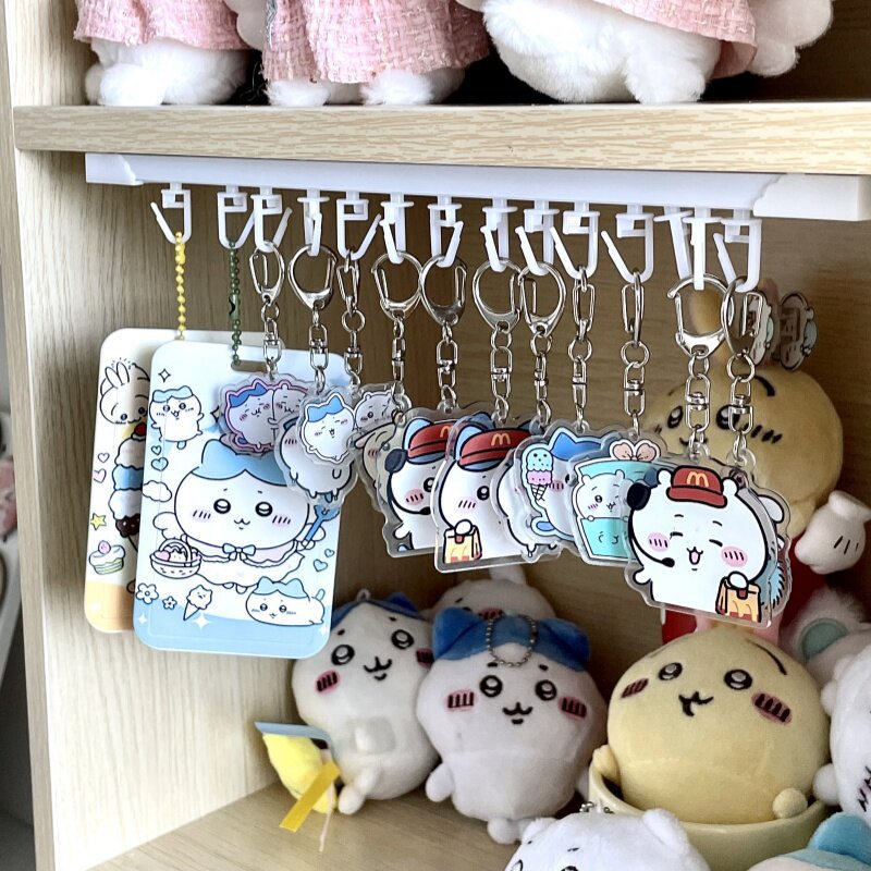 Keychain Display Rack with Sliding Rail for Wall Mounting, Acrylic Keychain Holder, Storage Organizer for Badges and Accessories