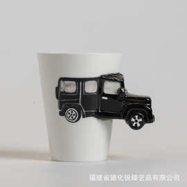 跨境定制创意陶瓷3D黑色汽车造型马克杯 陶瓷咖啡牛奶杯节 日礼品