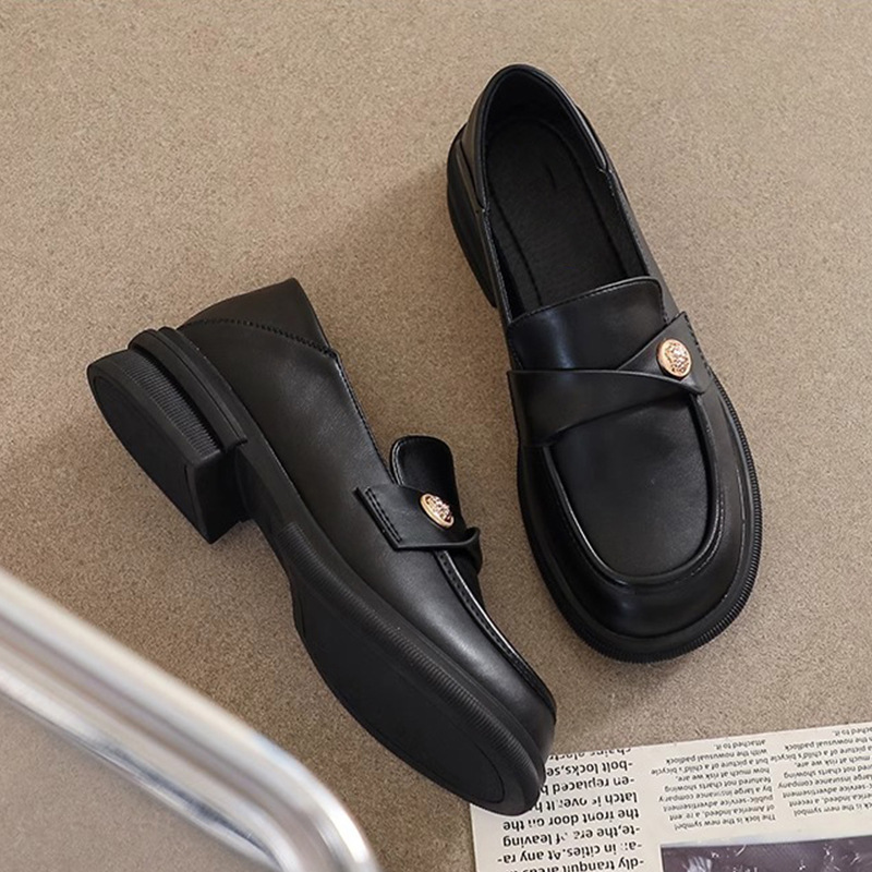 Высокие лоферы для кожаной обуви на платформе, универсальная обувь, французский стиль, в западном стиле