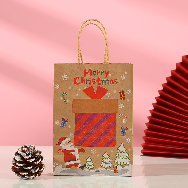 国境を越えたクラフト紙袋クリスマス祭りプレゼント包装袋卸売りはロゴスポットを印刷してクリスマスを印刷することができる|undefined