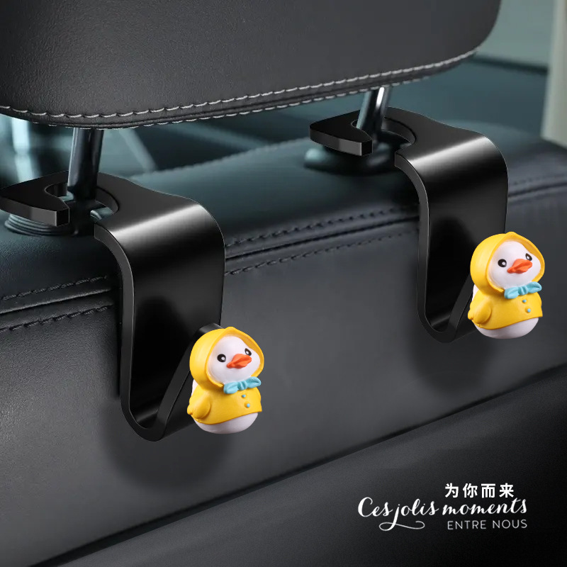 Gancho de coche de dibujos animados, respaldo de silla de coche, asiento trasero, gancho multifuncional, colgante oculto creativo, gancho pequeño