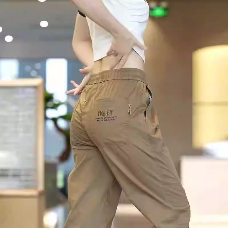 「夏季男装运动裤亲肤透气男士休闲裤束腰凉感卫裤修身裤子」