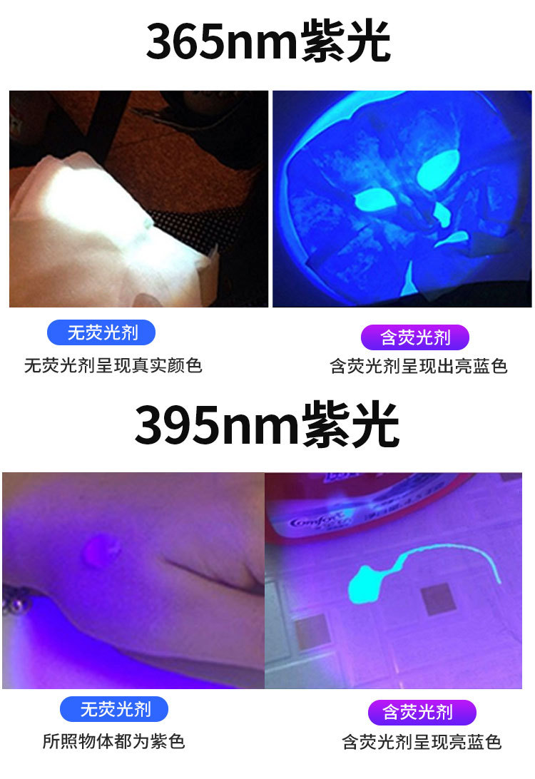 Uv Ultraviolet Flashlight Dual Light Purple Light Jade Anti-Counterfeiting Banknote Detection Cat Moss Fluorescent Agent Detection Light Scorpion Light