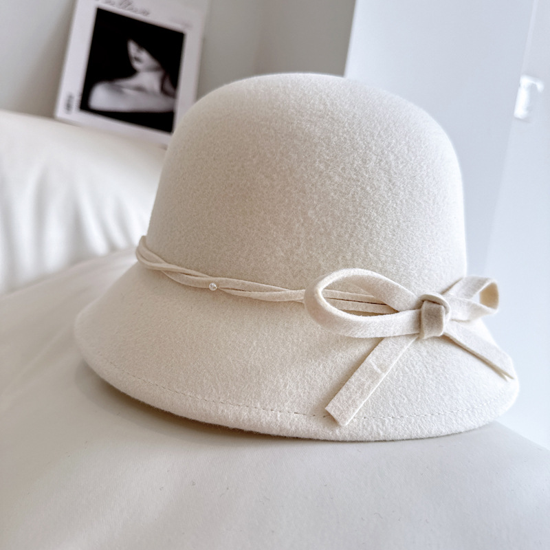 Sombrero de pescador de perla satinado francés, sombrero de lana australiana, sombrero de invierno, sombrero de fieltro de viento de oro, sombrero de marea