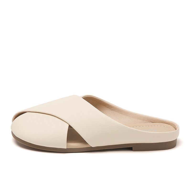 Pantuflas Augu Shiden para mujer, estilo nuevo primavera 2026, sandalias planas francesas elegantes y cómodas, tipo slip-on.