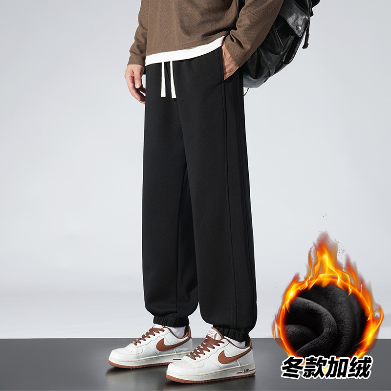 Pantalones deportivos casuales transfronterizos para hombres y mujeres otoño y invierno pantalones grises para hombres sueltos piezos de invierno pantalones gruesos de lana grande