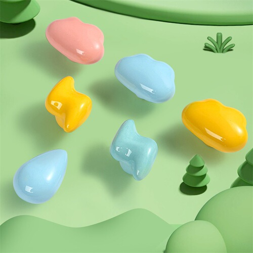 Colorful Lightning Cloud Ceramic Handle Children's Cabinet Wardrobe Door Handle Cute Drawer Handle Single Hole Cabinet Handle