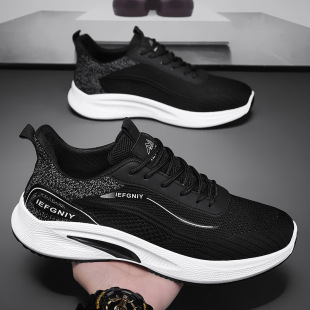 Men's Shoes 2025 New Summer Mesh Breathable Work Running Shoes Men's Casual Deodorant Lightweight Black Sports Shoes